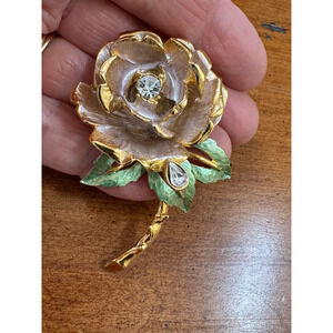 R.J. GRAZIANO 1997 Princess Diana England's Rose Gold Tone Enamel Brooch Pin